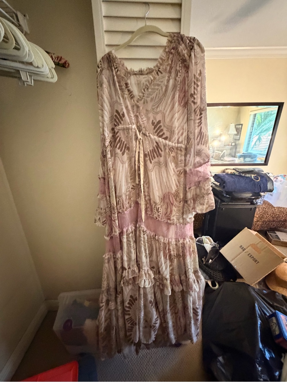 Free People Dusty Rose and Beige Floral Print Maxi Dress